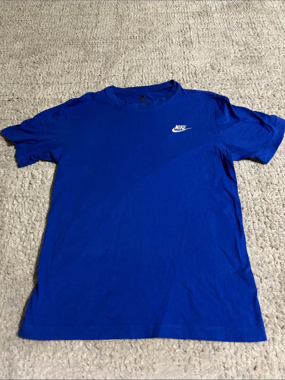 Nike Men’s Blue Short Sleeve Crew Tee with White Swoosh